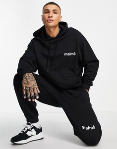 Oversized-джоггеры черного цвета с принтом Malmo от комплекта ASOS DESIGN-Черный цвет