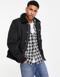 Черная куртка бомбер с воротником «борг» Topman-Черный цвет