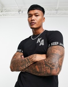 Черная футболка с окантовкой Bershka-Черный цвет