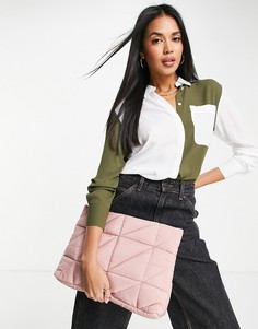 Рубашка в стиле колор блок цвета слоновой кости и цвета хаки ASOS DESIGN-Разноцветный
