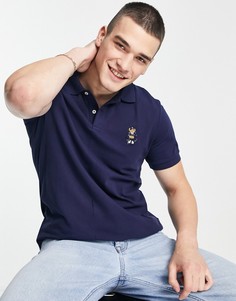 Темно-синее поло из пике с логотипом медведя Polo Ralph Lauren Golf-Темно-синий