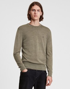 Зеленый джемпер с круглым вырезом из мериносовой шерсти AllSaints Mode-Зеленый цвет