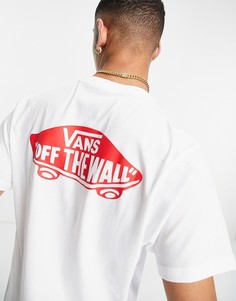 Белая классическая футболка с коротким рукавом и красным принтом Vans OTW-Белый