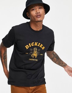 Черная футболка с принтом "Construction" Dickies-Черный цвет
