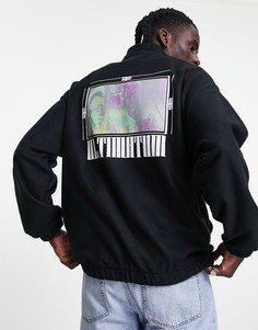 Темно-серый флисовый свитшот с короткой молнией ASOS DESIGN