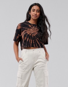 Черная футболка с круглым вырезом и принтом тай-дай Hollister-Черный цвет