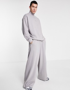 Серый выбеленный oversized-свитшот на короткой молнии от комплекта ASOS DESIGN