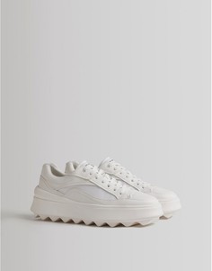 Белые массивные кроссовки на спортивной подошве Bershka-Белый