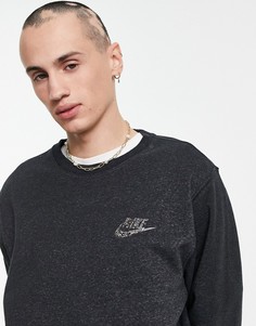 Черный меланжевый свитшот Nike Revival-Черный цвет