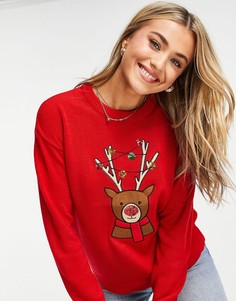 Новогодний джемпер с оленем Brave Soul-Красный