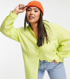 Oversized-рубашка в клетку Urban Threads Plus-Зеленый цвет
