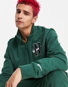 Зеленый свитшот из плотного трикотажа с короткой молнией и логотипом Nike Retro-Зеленый цвет
