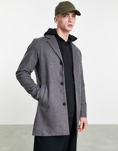 Светло-серое пальто из смесовой шерсти Jack & Jones Originals-Серый