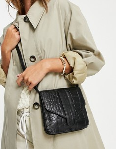 Черная кожаная сумка через плечо с эффектом крокодиловой кожи Urbancode-Черный цвет