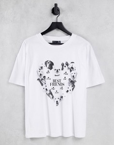 Белая oversized-футболка с графическим принтом "Dog Best Friend" ASOS DESIGN-Белый