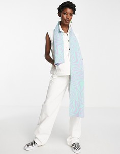 Фиолетово-зеленый жаккардовый вязаный шарф с принтом завитков ASOS DESIGN-Разноцветный