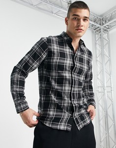 Черная рубашка в клетку Jack & Jones Originals-Черный цвет