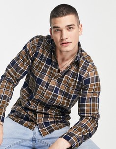 Коричневая рубашка в клетку Jack & Jones Originals-Коричневый цвет