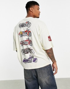 Светло-бежевая oversized-футболка с принтом "Route 66" ASOS DESIGN-Светло-бежевый цвет