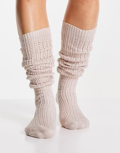 Уютные ажурные носки из искусственной шерсти бежевого цвета Jonathan Aston-Светло-бежевый цвет