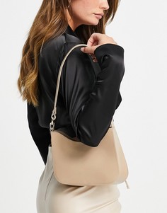 Бежевая сумка на плечо изогнутой формы со звеньями цепочки на ремешке ASOS DESIGN-Светло-бежевый цвет