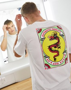 Белая oversized-футболка из органического хлопка с принтом дракона на спине Selected Homme-Белый