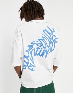 Белая oversized-футболка с разными принтами, логотипом и контрастной строчкой ASOS Daysocial-Белый
