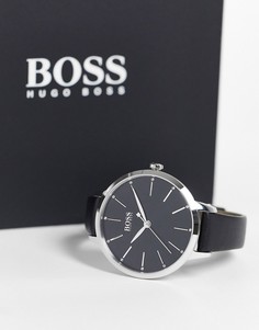 Женские часы с черным кожаным ремешком Boss-Черный цвет