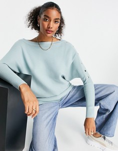 Голубой свободный джемпер с открытыми плечами River Island
