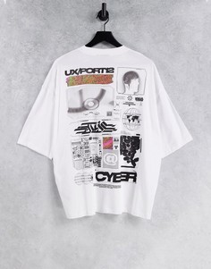 Белая oversized-футболка из смесового органического хлопка с графическим принтом на спине ASOS DESIGN-Белый