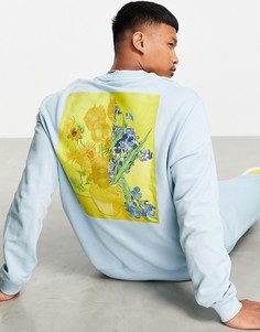 Голубой свитшот с графическим принтом картины Ван Гога (от комплекта) ASOS DESIGN
