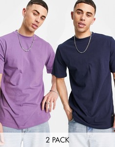 Набор футболок фиолетового и темно-синего цвета Native Youth-Многоцветный