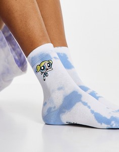 Голубые носки с принтом тай-дай Skinnydip x Powerpuff Girls Bubbles-Голубой