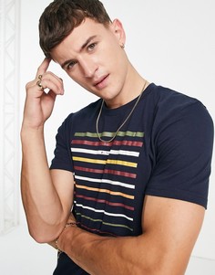 Укороченная футболка с принтом в полоску Ben Sherman-Темно-синий