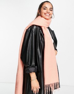 Коралловый очень мягкий шарф с бахромой ASOS DESIGN-Оранжевый цвет