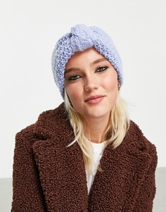 Повязка на голову из трикотажа «кроше» голубого цвета с узлом спереди ASOS DESIGN-Голубой