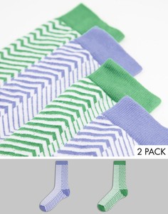 Набор из 2 пар носков до щиколотки с шевронным узором в пастельных оттенках ASOS DESIGN-Разноцветный