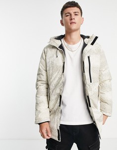 Белая парка с капюшоном и цифровым принтом Jack & Jones Core-Белый