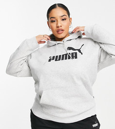 Худи светло-серого цвета с логотипом Puma Plus Essentials-Серый
