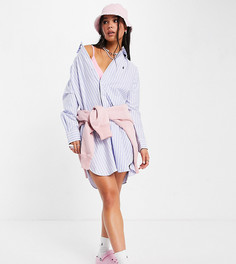 Эксклюзивная голубая рубашка-платье в полоску в стиле oversized, разработанная в рамках коллаборации Polo Ralph Lauren x ASOS-Белый