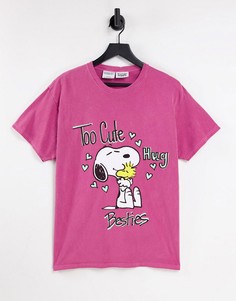Розовая футболка в стиле oversized Vintage Supply x Peanuts Too Cute-Розовый цвет