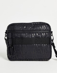 Черная сумка через плечо с монограммой и карабином River Island-Черный цвет