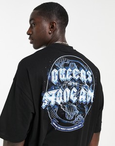 Черная футболка в стиле oversized с принтом группы "Queens Of The Stone Age" ASOS DESIGN-Черный цвет