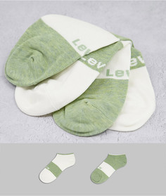 Набор из 2 пар коротких носков в рубчик кремового и зеленого цветов из переработанных материалов Levis-Зеленый цвет Levis®