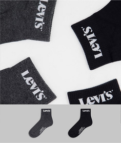Набор из 2 пар носков черного и серого цветов в рубчик с логотипом Levis-Черный цвет Levis®