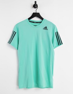 Мятная футболка с 3 полосками из технологичной ткани adidas Training Aeroready-Зеленый цвет