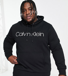 Черный худи с большим логотипом Calvin Klein Big & Tall – эксклюзивно для ASOS-Черный цвет