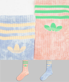 Набор из 2 пар носков синего и оранжевого цветов с принтом тай-дай adidas Originals-Разноцветный