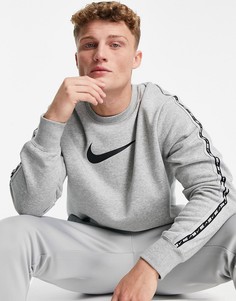 Серый флисовый свитшот с отделкой тесьмой Nike Repeat