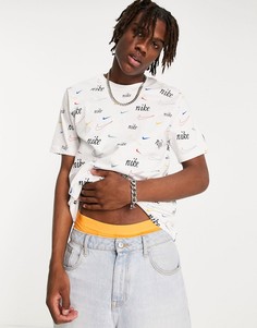 Белая футболка со сплошным принтом Nike Swoosh 50-Белый